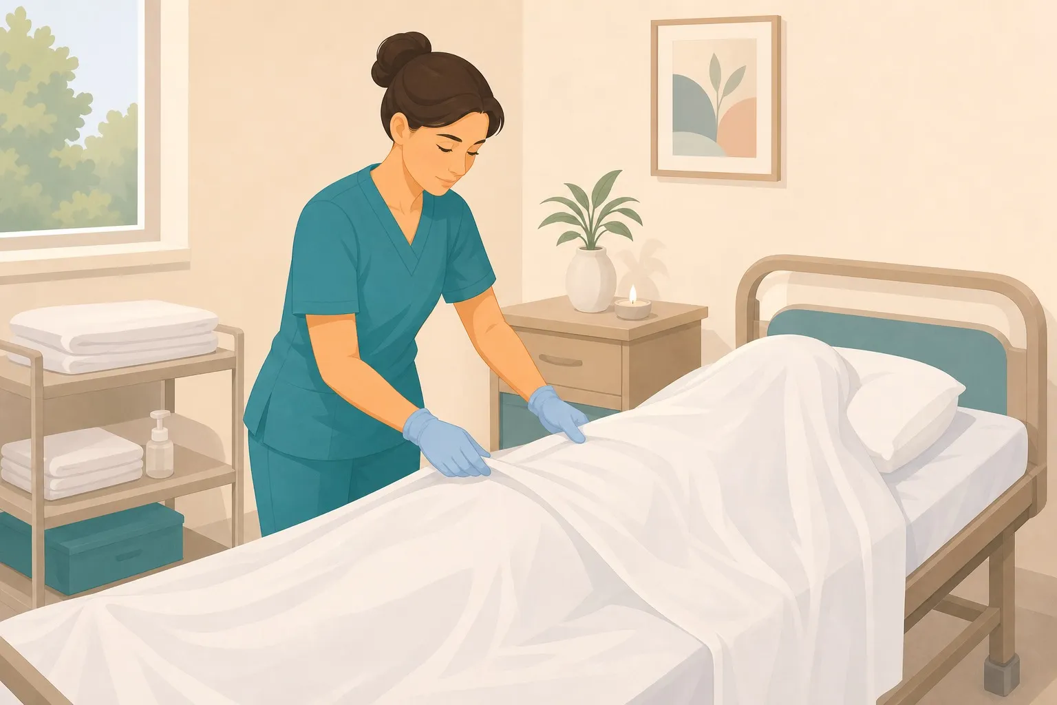 OSS che prepara con rispetto e dignità la salma dopo il decesso